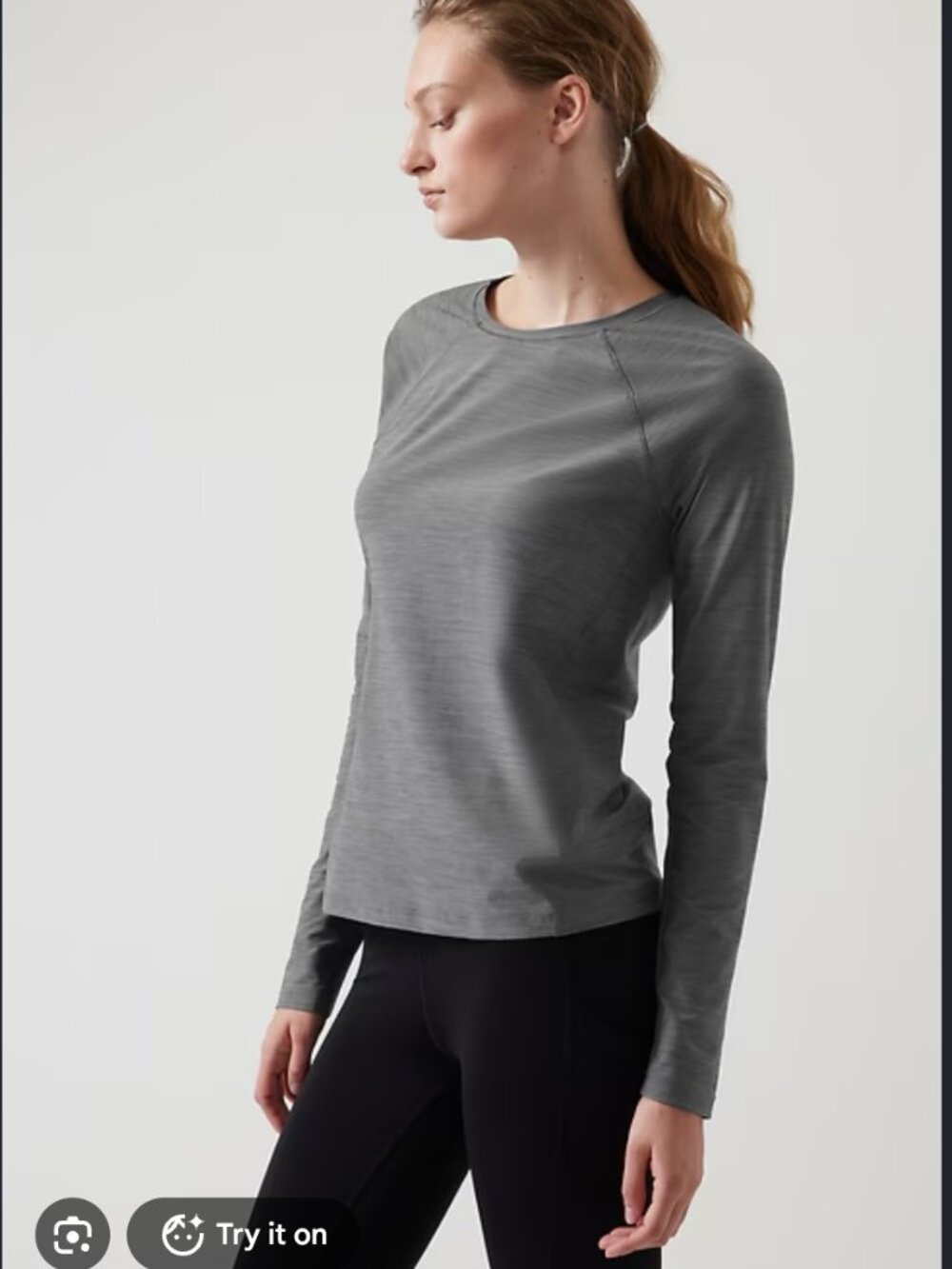Athleta Ultimate Textured Train Top Grey - Small T UPF 30+